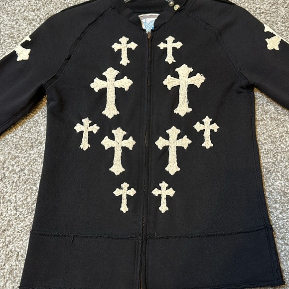Joystick Johnny Was Size Small Black - Cross Embroidered Stitch Full Zip Jacket - Picture 9 of 9
